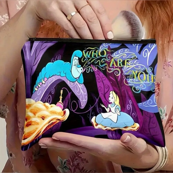 Handbags - Caterpillar "Who Are You?" Design Wonderland Fantasy Cosmetic Toiletry Bag New